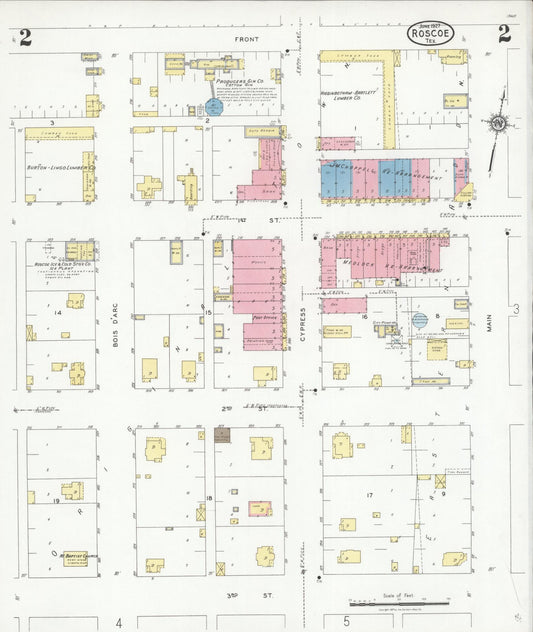Sanborn Fire Insurance Map from Roscoe, Nolan County, Texas (1927), Sheet #0002 - Historic Sanborn Fire Insurance Map Print, vintage old map wall art, antique decor, genealogy gift, Texas Texas map