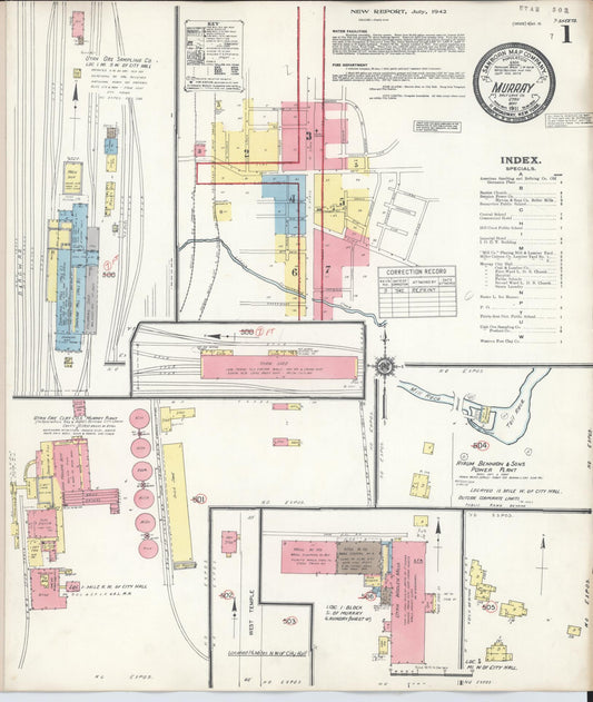 Sanborn Fire Insurance Map from Murray, Salt Lake County, Utah (1942), Sheet #0001 - Historic Sanborn Fire Insurance Map Print, vintage old map wall art, antique decor, genealogy gift, Utah Utah map