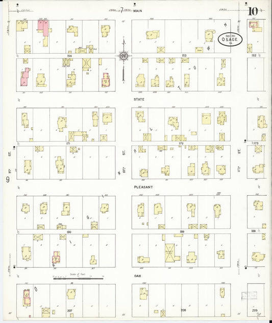 Sanborn Fire Insurance Map from Osage, Mitchell County, Iowa (1911), Sheet #0010 - Historic Sanborn Fire Insurance Map Print, vintage old map wall art