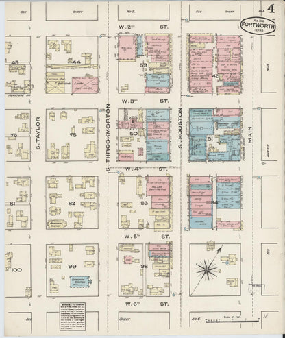 Sanborn Fire Insurance Map from Fort Worth, Tarrant County, Texas (1885), Sheet #0004 - Complete Map Set gallery image, historic Sanborn map, vintage wall art, Texas Texas