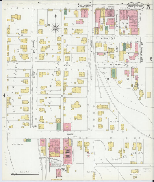 Sanborn Fire Insurance Map from Murphysboro, Jackson County, Illinois (1902), Sheet #0005 - Historic Sanborn Fire Insurance Map Print, vintage old map wall art, antique decor, genealogy gift, Illinois Illinois map