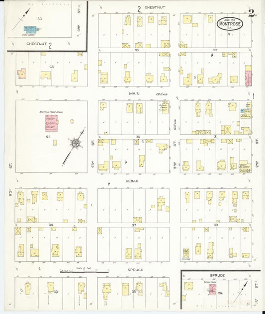 Sanborn Fire Insurance Map from Montrose, Lee County, Iowa (1913), Sheet #0002 - Historic Sanborn Fire Insurance Map Print, vintage old map wall art