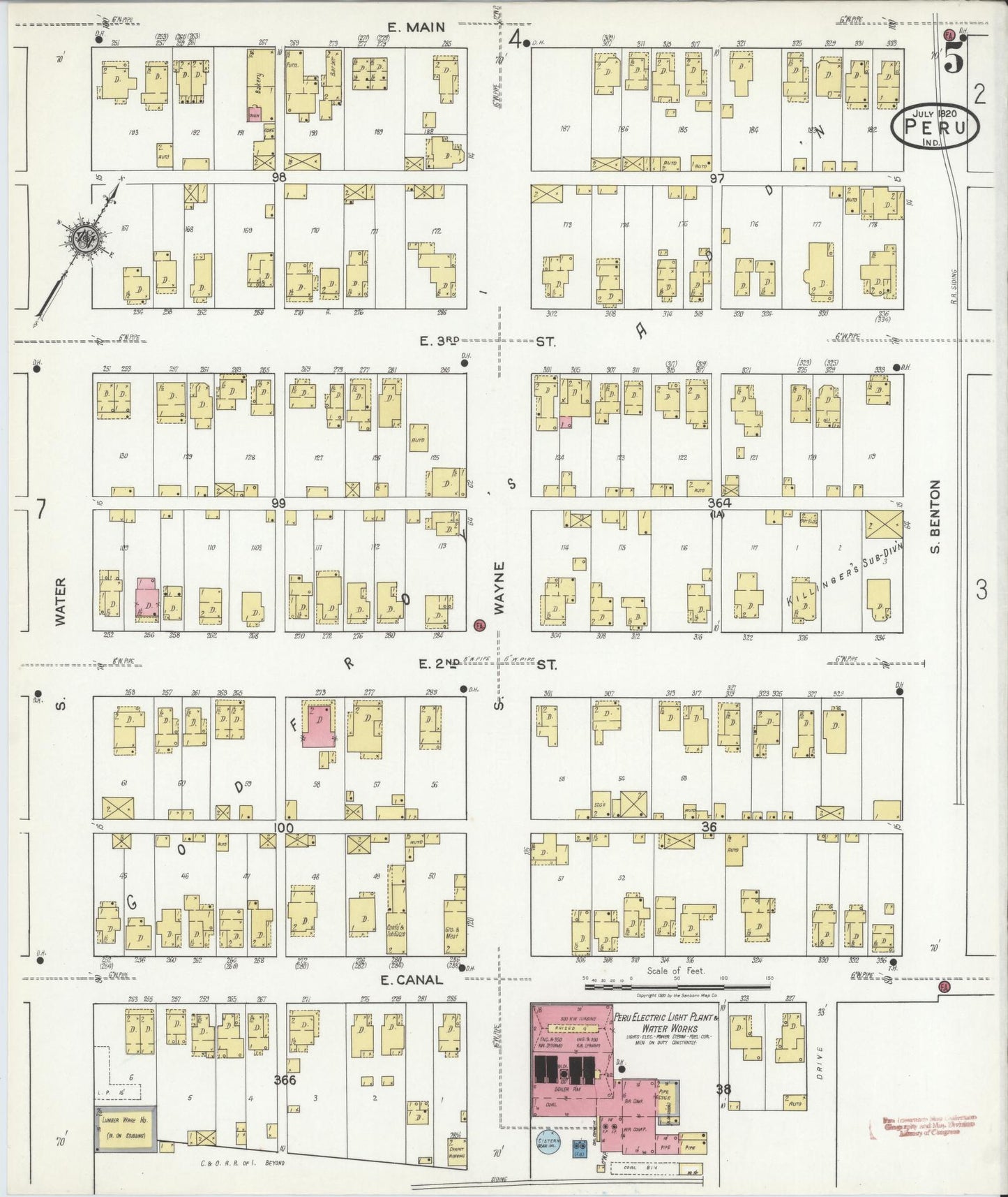 Sanborn Fire Insurance Map from Peru, Miami County, Indiana (1920), Sheet #0005 - Complete Map Set gallery image, historic Sanborn map, vintage wall art, Indiana Indiana