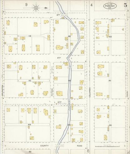 Sanborn Fire Insurance Map from Pomeroy, Garfield County, Washington (1904), Sheet #0005 - Complete Map Set gallery image, historic Sanborn map, vintage wall art, Washington Washington