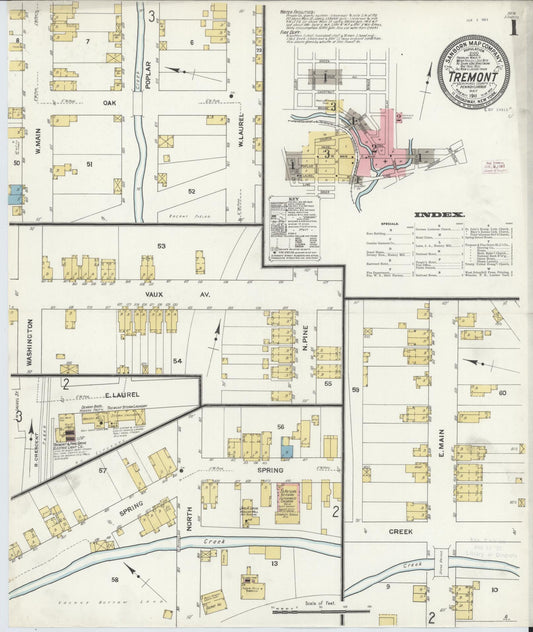 Sanborn Fire Insurance Map from Tremont, Schuylkill County, Pennsylvania (1911), Sheet #0001 - Historic Sanborn Fire Insurance Map Print, vintage old map wall art, antique decor, genealogy gift, Pennsylvania Pennsylvania map