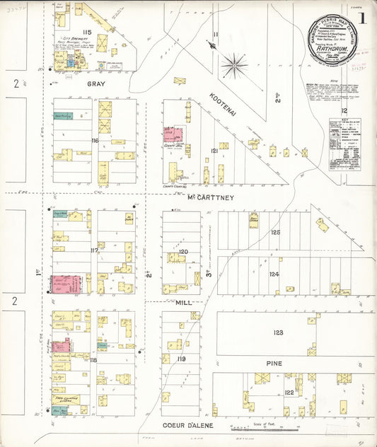 Sanborn Fire Insurance Map from Rathdrum, Kootenai County, Idaho. (1896) – Historic Sanborn Fire Insurance Map Print