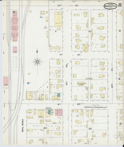 Sanborn Fire Insurance Map from Mendota, La Salle County, Illinois (1891), Sheet #0008 - Complete Map Set gallery image, historic Sanborn map, vintage wall art, Illinois Illinois