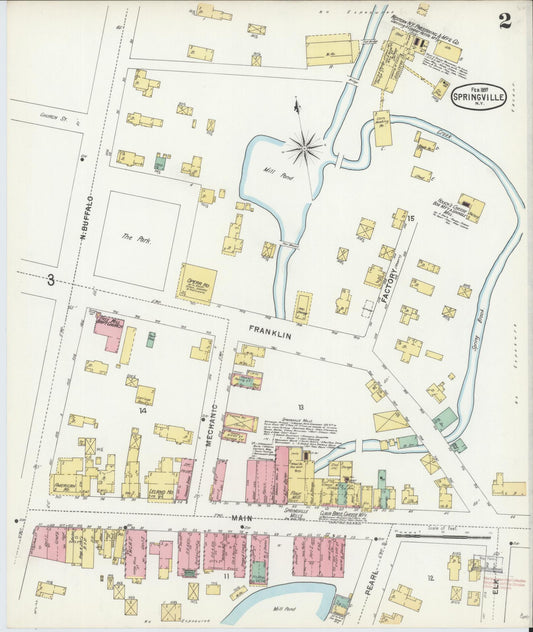 Sanborn Fire Insurance Map from Springville, Erie County, New York (1897), Sheet #0002 - Historic Sanborn Fire Insurance Map Print, vintage old map wall art, antique decor, genealogy gift, New York New York map