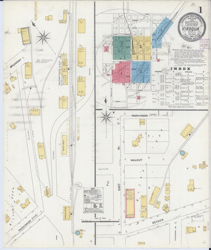 Sanborn Fire Insurance Map from Viroqua, Vernon County, Wisconsin (1905), Sheet #0001 - Historic Sanborn Fire Insurance Map Print, vintage old map wall art, antique decor, genealogy gift, Wisconsin Wisconsin map