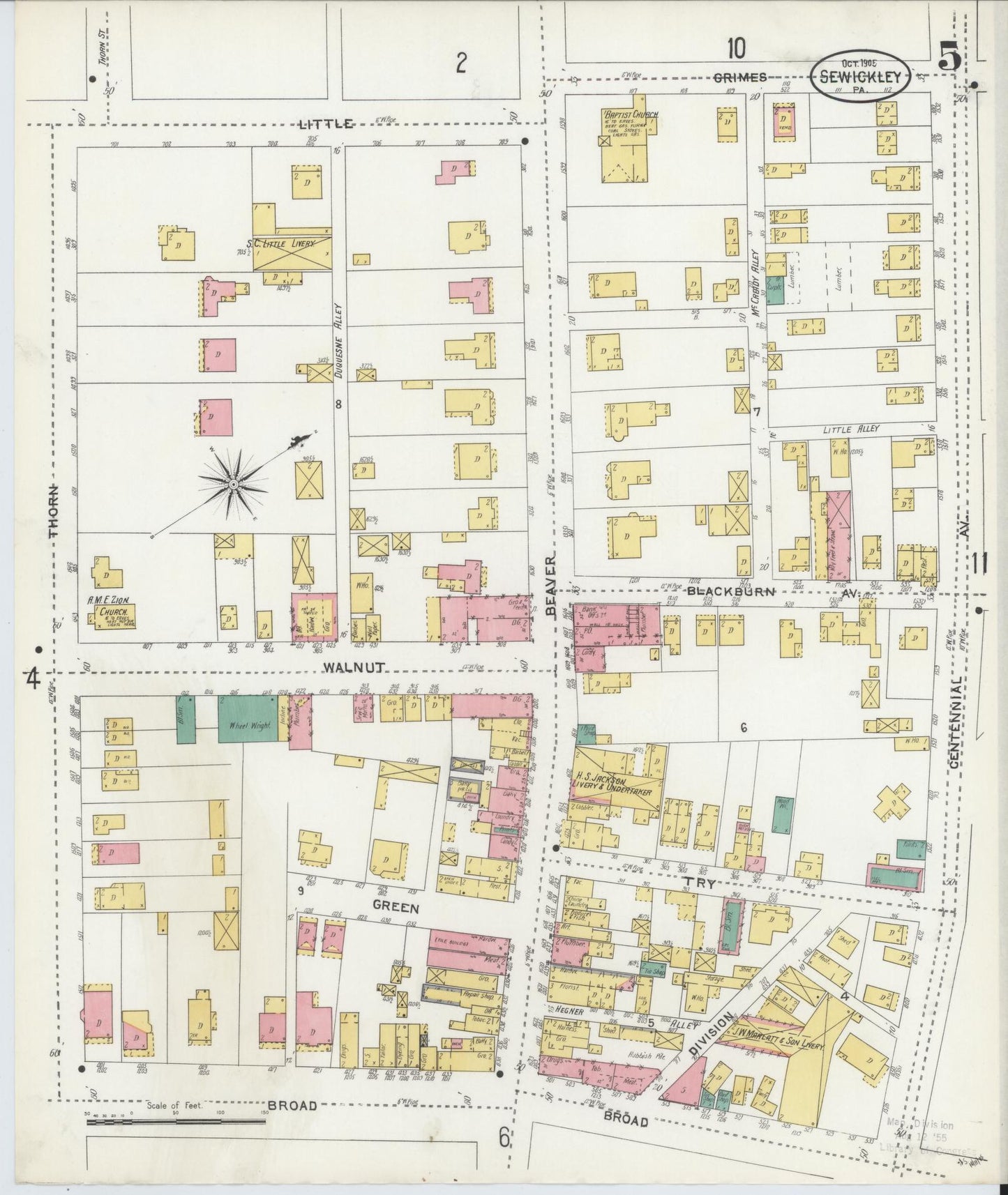 Sanborn Fire Insurance Map from Sewickley, Allegheny County, Pennsylvania (1905), Sheet #0005 - Complete Map Set gallery image, historic Sanborn map, vintage wall art, Pennsylvania Pennsylvania