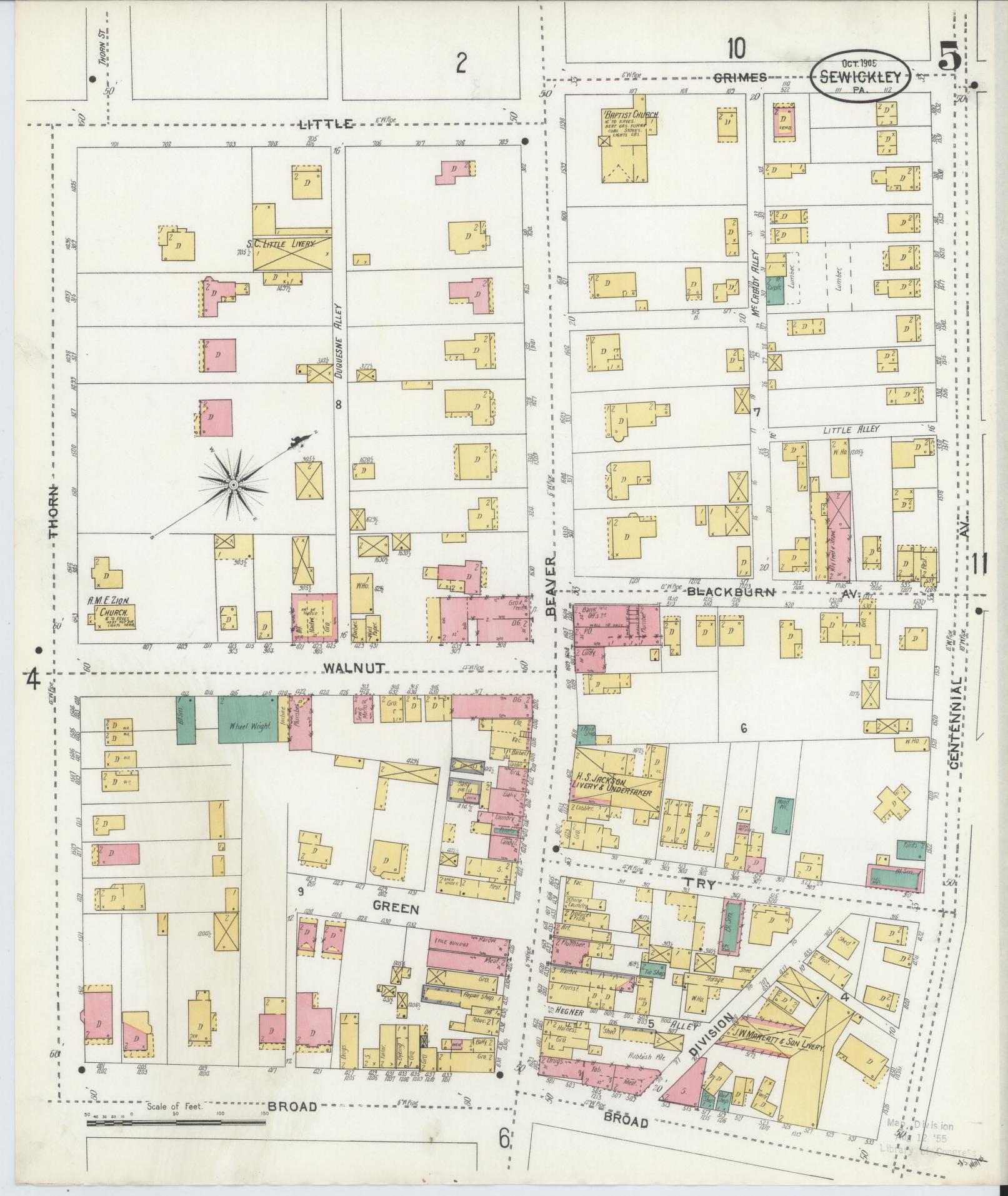 Sanborn Fire Insurance Map from Sewickley, Allegheny County, Pennsylvania (1905), Sheet #0005 - Complete Map Set gallery image, historic Sanborn map, vintage wall art, Pennsylvania Pennsylvania