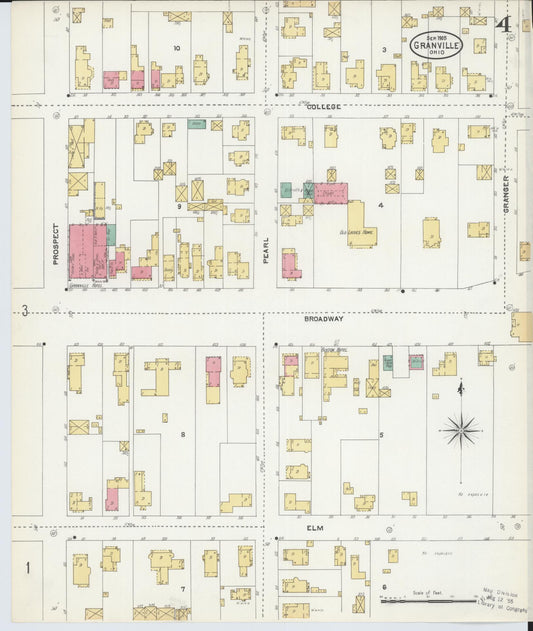 Sanborn Fire Insurance Map from Granville, Licking County, Ohio (1905), Sheet #0004 - Historic Sanborn Fire Insurance Map Print, vintage old map wall art, antique decor, genealogy gift, Ohio Ohio map