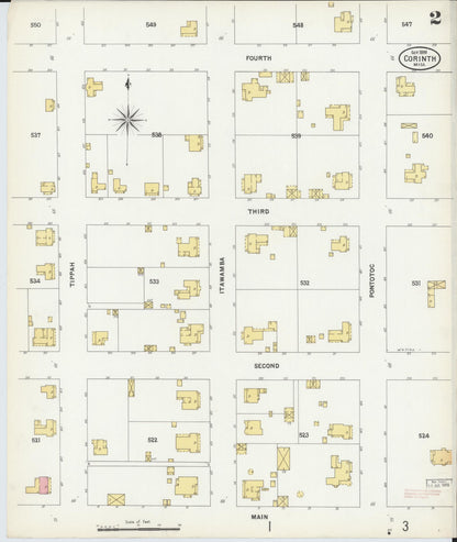 Sanborn Fire Insurance Map from Corinth, Alcorn County, Mississippi (1899), Sheet #0002 - Complete Map Set gallery image, historic Sanborn map, vintage wall art, Mississippi Mississippi