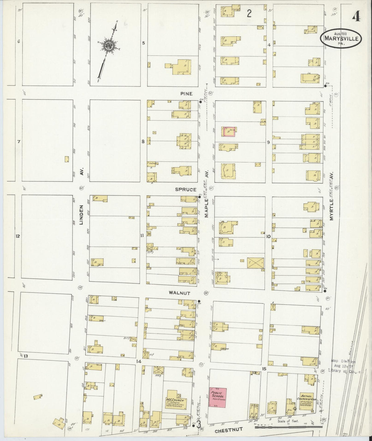Sanborn Fire Insurance Map from Marysville, Perry County, Pennsylvania (1911), Sheet #0004 - Complete Map Set gallery image, historic Sanborn map, vintage wall art, Pennsylvania Pennsylvania