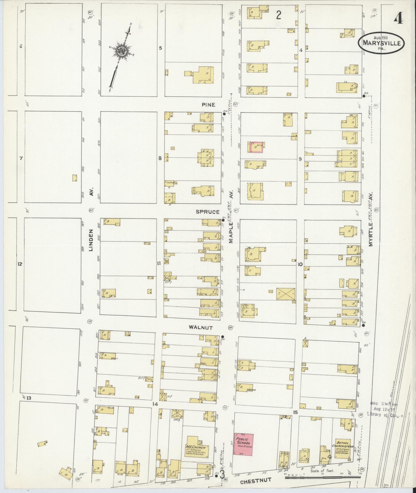 Sanborn Fire Insurance Map from Marysville, Perry County, Pennsylvania (1911), Sheet #0004 - Complete Map Set gallery image, historic Sanborn map, vintage wall art, Pennsylvania Pennsylvania