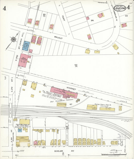 Sanborn Fire Insurance Map from Lemoyne, Cumberland County, Pennsylvania (1923), Sheet #0004 - Historic Sanborn Fire Insurance Map Print, vintage old map wall art, antique decor, genealogy gift, Pennsylvania Pennsylvania map