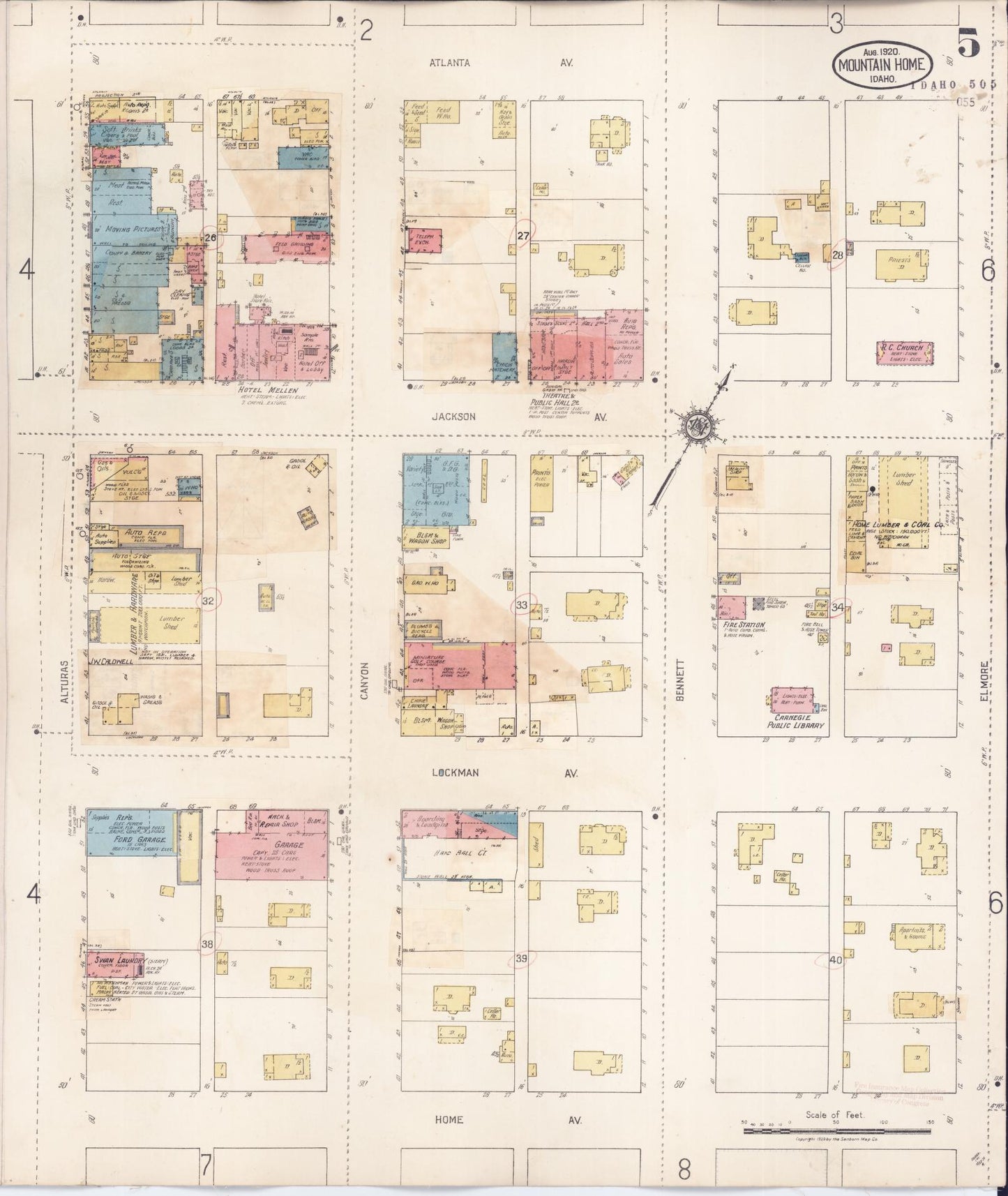 Sanborn Fire Insurance Map from Mountain Home, Elmore County, Idaho (1931), Sheet #0005 - Complete Map Set gallery image, historic Sanborn map, vintage wall art, Idaho Idaho