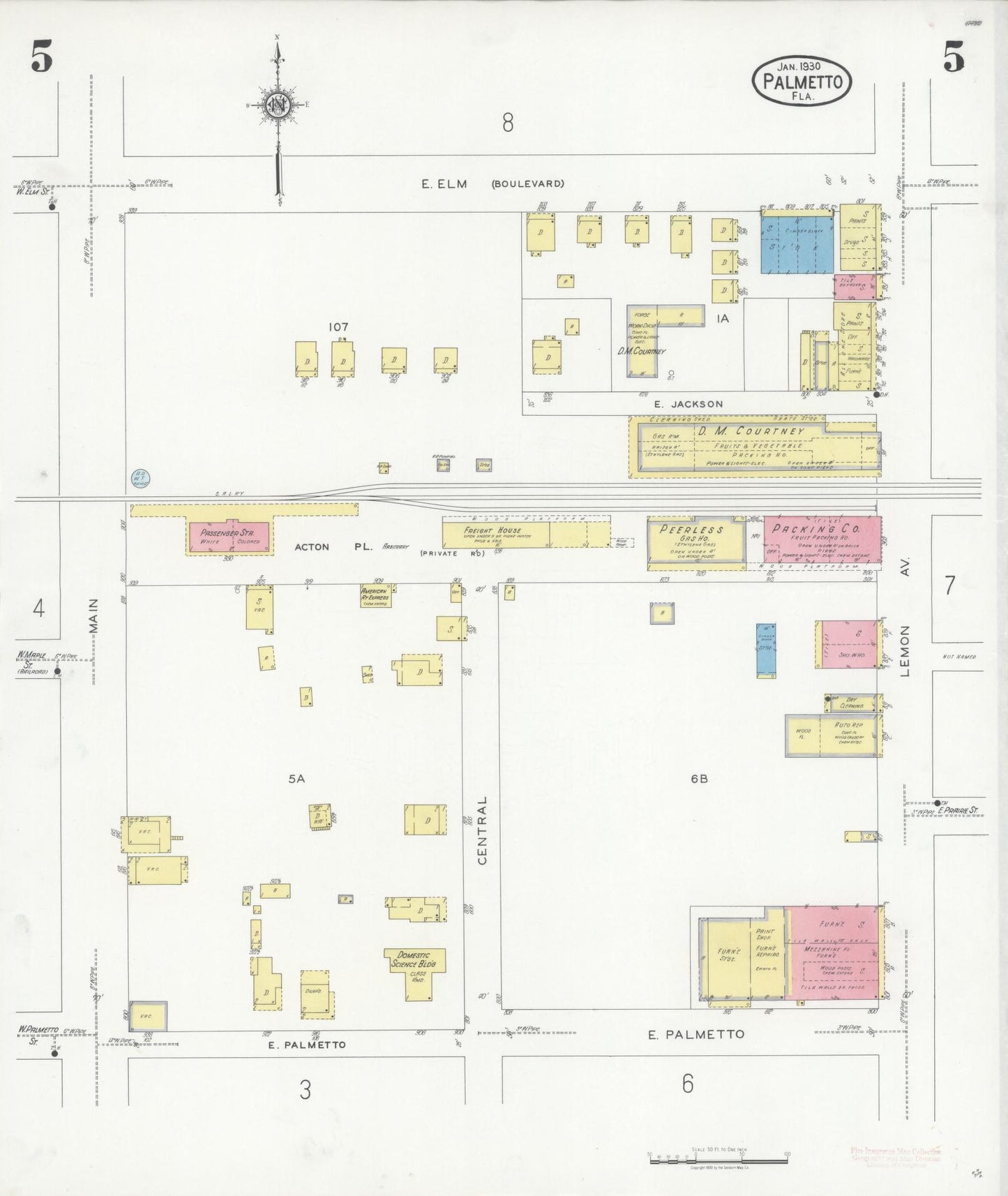 Sanborn Fire Insurance Map from Palmetto, Manatee County, Florida (1930), Sheet #0005 - Complete Map Set gallery image, historic Sanborn map, vintage wall art, Florida Florida