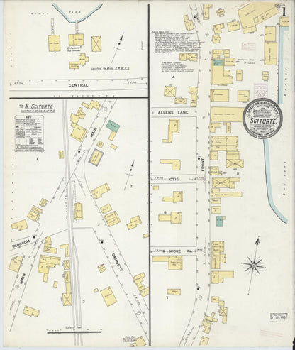Sanborn Fire Insurance Map from Scituate, Plymouth County, Massachusetts (1908), Sheet #0001 - Complete Map Set gallery image, historic Sanborn map, vintage wall art, Massachusetts Massachusetts