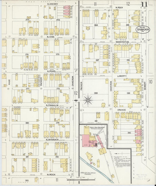 Sanborn Fire Insurance Map from Shamokin, Northumberland County, Pennsylvania (1901), Sheet #0011 - Historic Sanborn Fire Insurance Map Print, vintage old map wall art, antique decor, genealogy gift, Pennsylvania Pennsylvania map