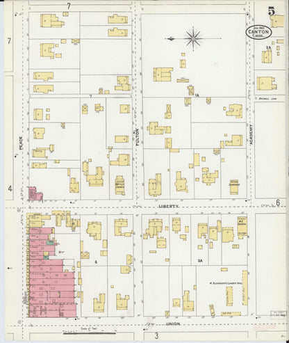 Sanborn Fire Insurance Map from Canton, Madison County, Mississippi (1905), Sheet #0005 - Complete Map Set gallery image, historic Sanborn map, vintage wall art, Mississippi Mississippi
