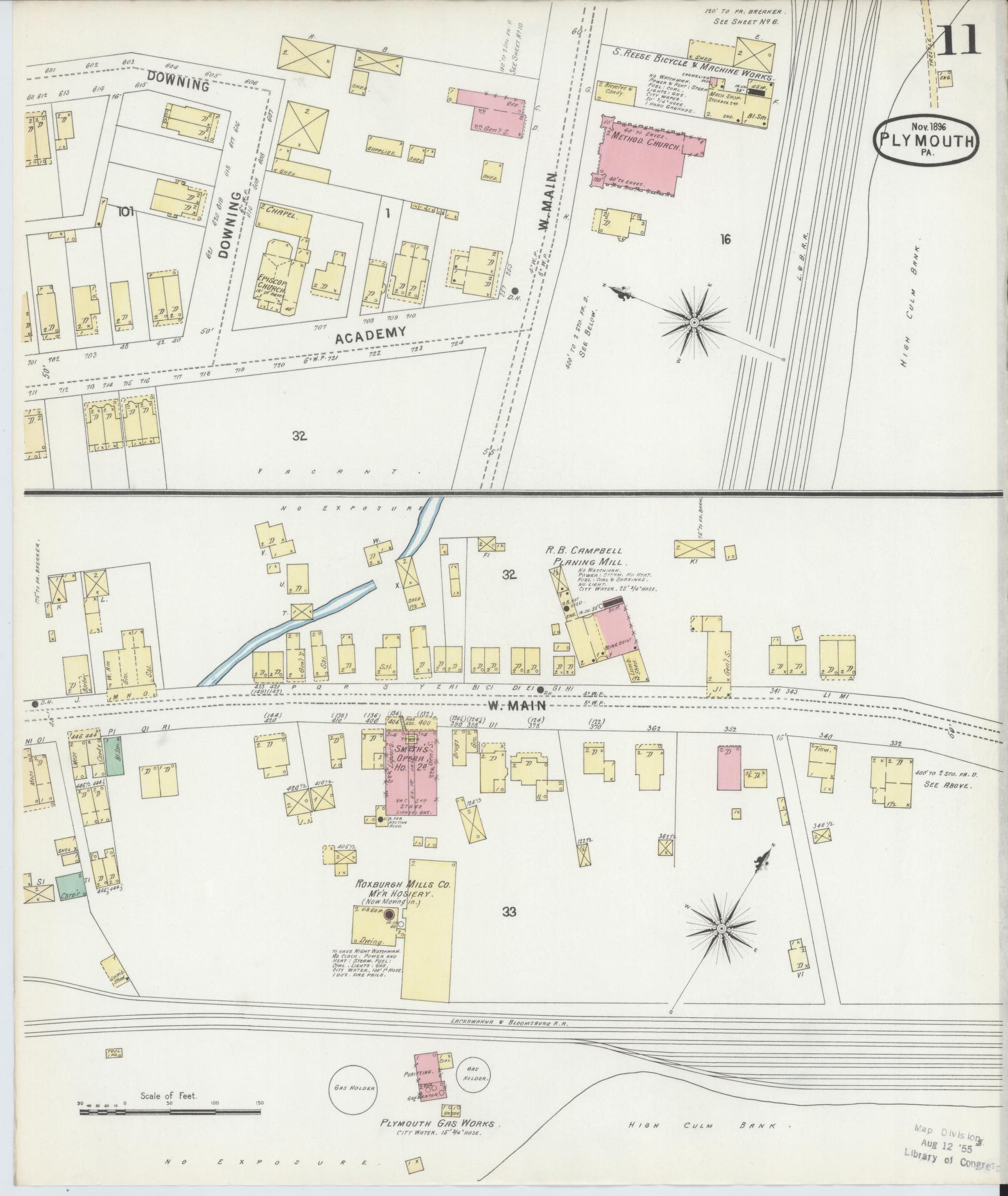 Sanborn Fire Insurance Map from Plymouth, Luzerne County, Pennsylvania (1896), Sheet #0011 - Complete Map Set gallery image, historic Sanborn map, vintage wall art, Pennsylvania Pennsylvania