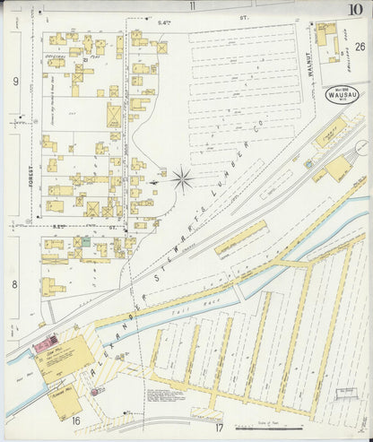 Sanborn Fire Insurance Map from Wausau, Marathon County, Wisconsin (1898), Sheet #0010 - Complete Map Set gallery image, historic Sanborn map, vintage wall art, Wisconsin Wisconsin