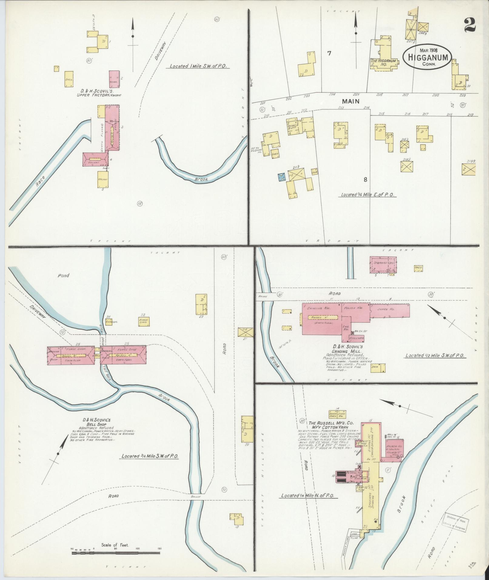 Sanborn Fire Insurance Map from Higganum, Middlesex County, Connecticut (1908), Sheet #0002 - Complete Map Set gallery image, historic Sanborn map, vintage wall art, Connecticut Connecticut
