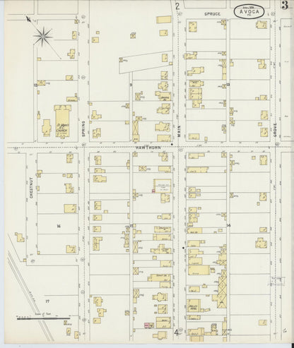 Sanborn Fire Insurance Map from Avoca, Luzerne County, Pennsylvania (1896), Sheet #0003 - Historic Sanborn Fire Insurance Map Print, vintage old map wall art, antique decor, genealogy gift, Pennsylvania Pennsylvania map