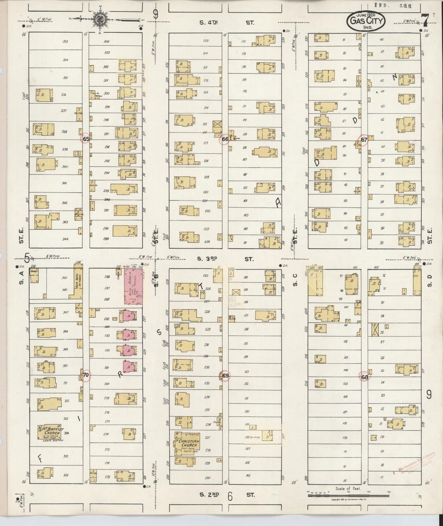 Sanborn Fire Insurance Map from Gas City, Grant County, Indiana (1932), Sheet #0007 - Complete Map Set gallery image, historic Sanborn map, vintage wall art, Indiana Indiana