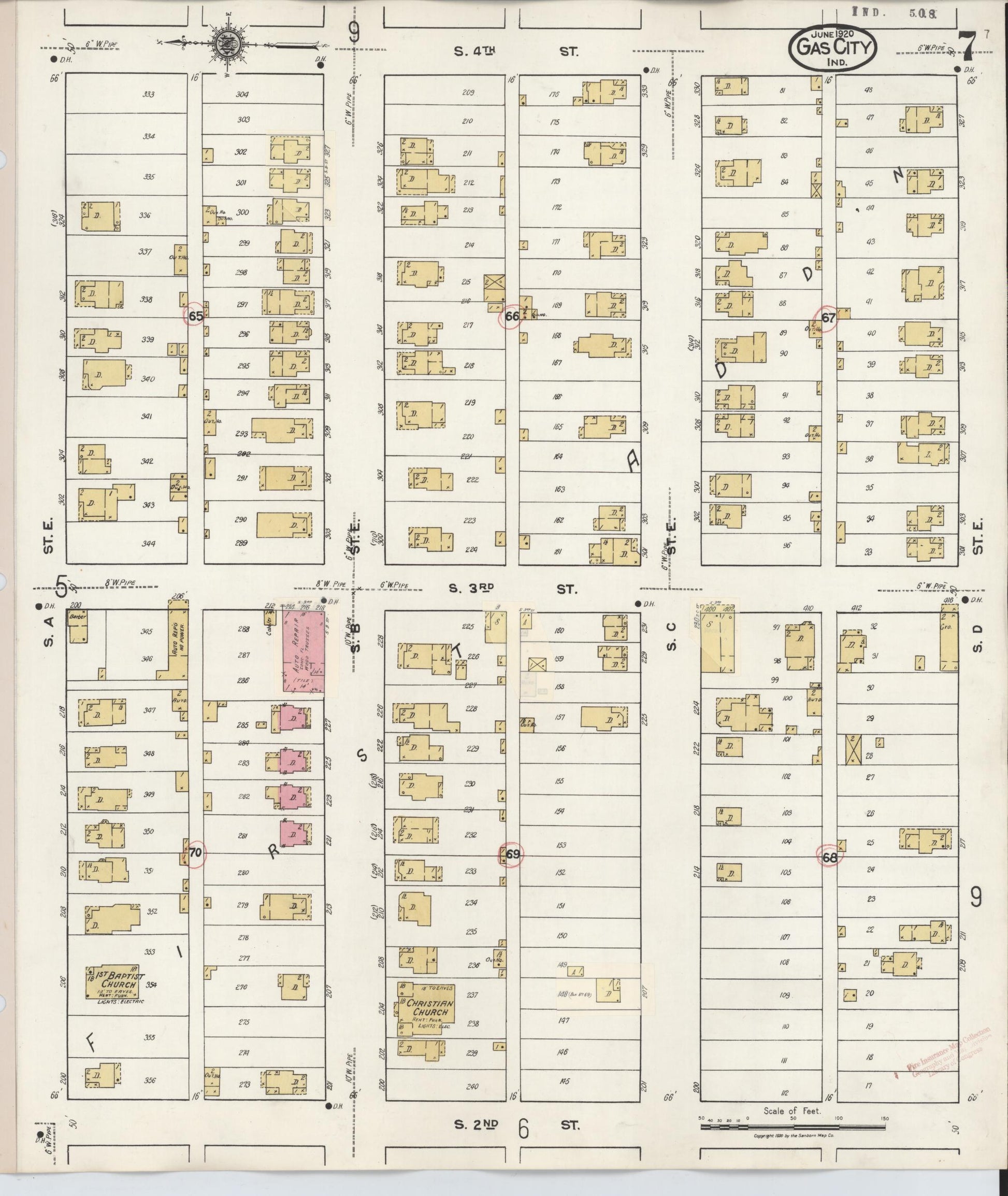 Sanborn Fire Insurance Map from Gas City, Grant County, Indiana (1932), Sheet #0007 - Complete Map Set gallery image, historic Sanborn map, vintage wall art, Indiana Indiana