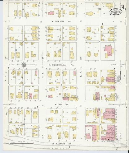 Sanborn Fire Insurance Map from Wellston, Jackson County, Ohio (1911), Sheet #0004 - Complete Map Set gallery image, historic Sanborn map, vintage wall art, Ohio Ohio