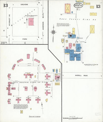 Sanborn Fire Insurance Map from Geneva, Kane County, Illinois (1923), Sheet #0013 - Complete Map Set gallery image, historic Sanborn map, vintage wall art, Illinois Illinois