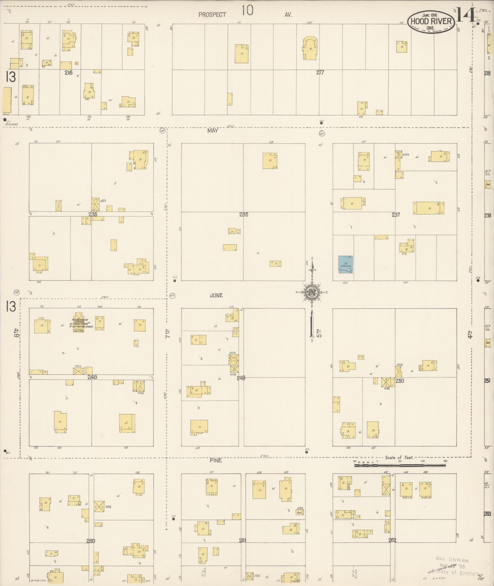 Sanborn Fire Insurance Map from Hood River, Hood River County, Oregon (1916), Sheet #0014 - Complete Map Set gallery image, historic Sanborn map, vintage wall art, Oregon Oregon