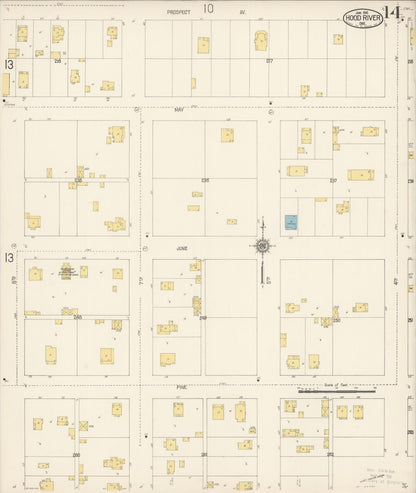 Sanborn Fire Insurance Map from Hood River, Hood River County, Oregon (1916), Sheet #0014 - Complete Map Set gallery image, historic Sanborn map, vintage wall art, Oregon Oregon
