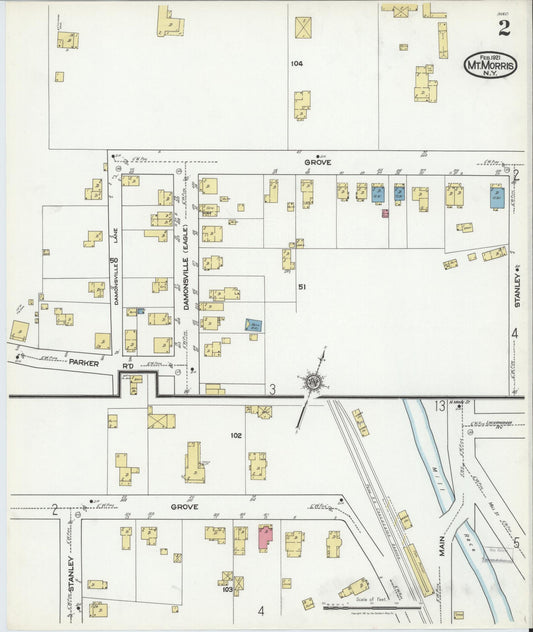 Sanborn Fire Insurance Map from Mount Morris, Livingston County, New York (1921), Sheet #0002 - Historic Sanborn Fire Insurance Map Print, vintage old map wall art, antique decor, genealogy gift, New York New York map