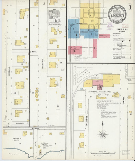 Sanborn Fire Insurance Map from Lafayette, Chambers County, Alabama (1903), Sheet #0001 - Complete Map Set gallery image, historic Sanborn map, vintage wall art, Alabama Alabama