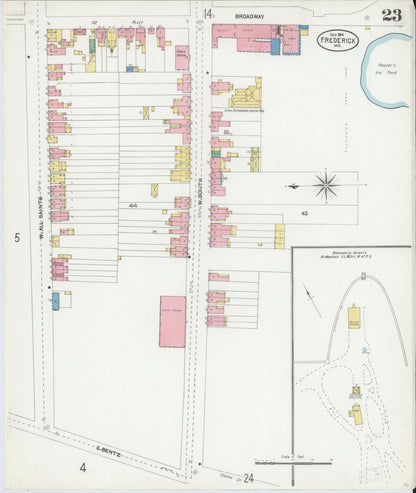Sanborn Fire Insurance Map from Frederick, Frederick County, Maryland (1904), Sheet #0023 - Complete Map Set gallery image, historic Sanborn map, vintage wall art, Maryland Maryland