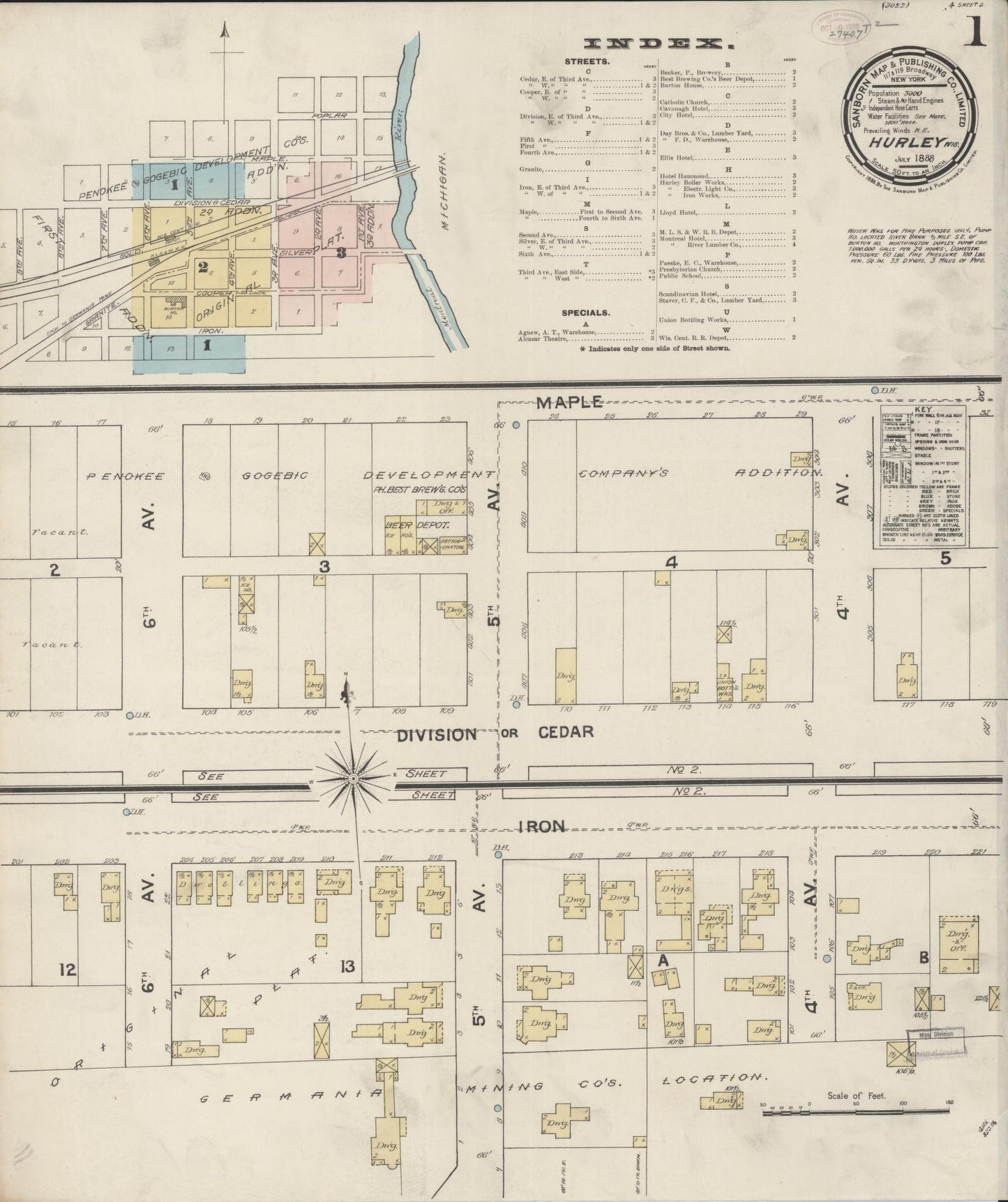 Hurley, Iron County, Wisconsin (1888) – Sanborn Fire Insurance Map – Map View