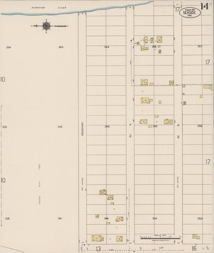 Sanborn Fire Insurance Map from Seaside, Clatsop County, Oregon (1921), Sheet #0014 - Complete Map Set gallery image, historic Sanborn map, vintage wall art, Oregon Oregon