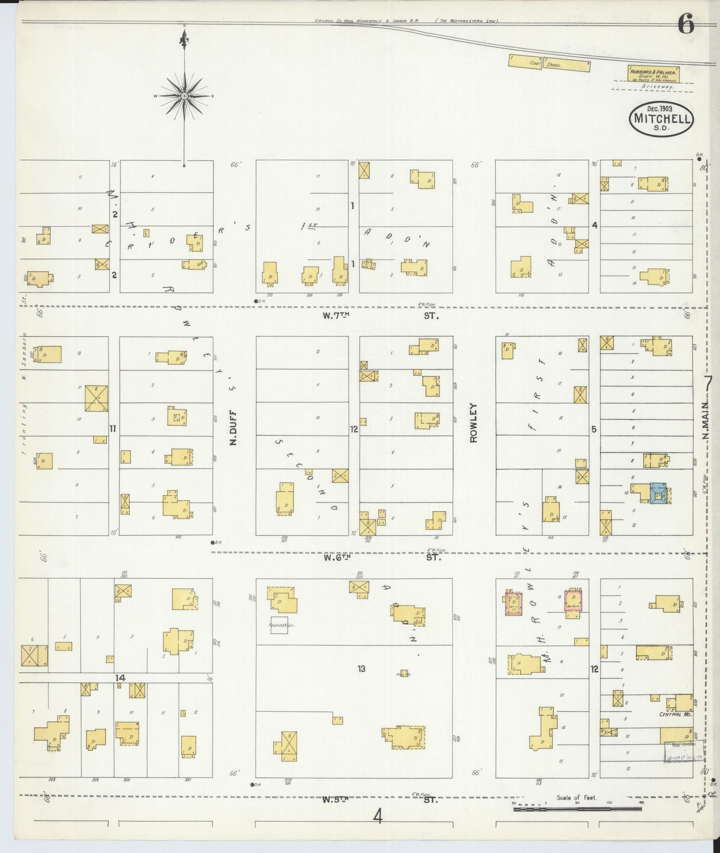 Sanborn Fire Insurance Map from Mitchell, Davison County, South Dakota (1903), Sheet #0006 - Historic Sanborn Fire Insurance Map Print, vintage old map wall art, antique decor, genealogy gift, South Dakota South Dakota map