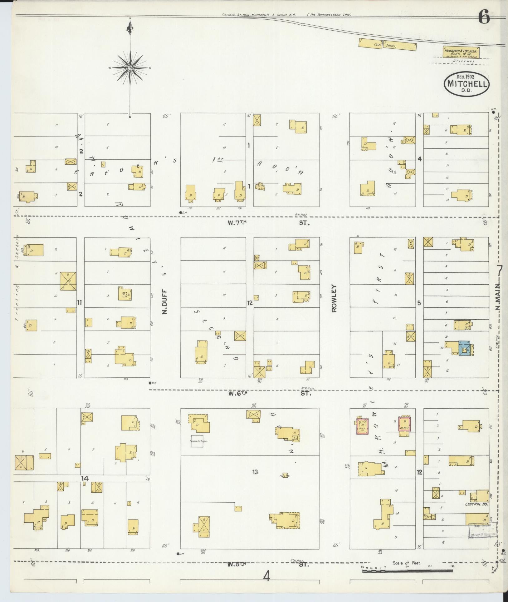 Sanborn Fire Insurance Map from Mitchell, Davison County, South Dakota (1903), Sheet #0006 - Historic Sanborn Fire Insurance Map Print, vintage old map wall art, antique decor, genealogy gift, South Dakota South Dakota map