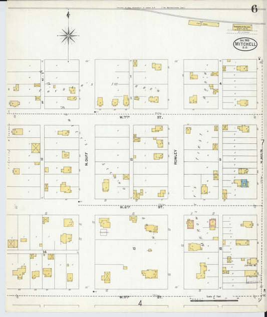 Sanborn Fire Insurance Map from Mitchell, Davison County, South Dakota (1903), Sheet #0006 - Historic Sanborn Fire Insurance Map Print, vintage old map wall art, antique decor, genealogy gift, South Dakota South Dakota map
