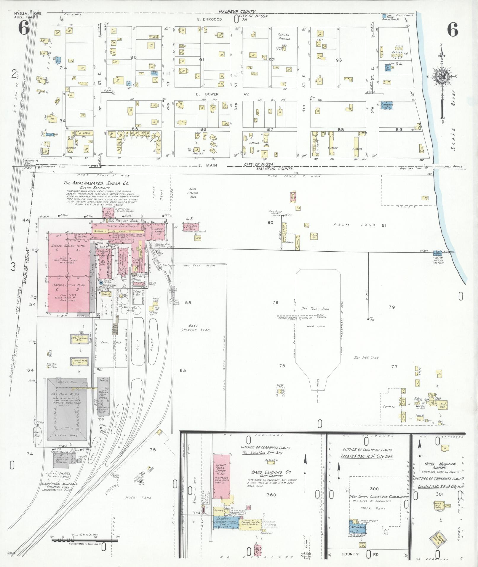 Sanborn Fire Insurance Map from Nyssa, Malheur County, Oregon (1949), Sheet #0006 - Complete Map Set gallery image, historic Sanborn map, vintage wall art, Oregon Oregon