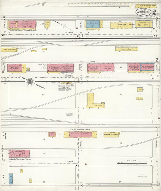 Sanborn Fire Insurance Map from Wenatchee, Chelan County, Washington (1921), Sheet #0002 - Historic Sanborn Fire Insurance Map Print, vintage old map wall art, antique decor, genealogy gift, Washington Washington map