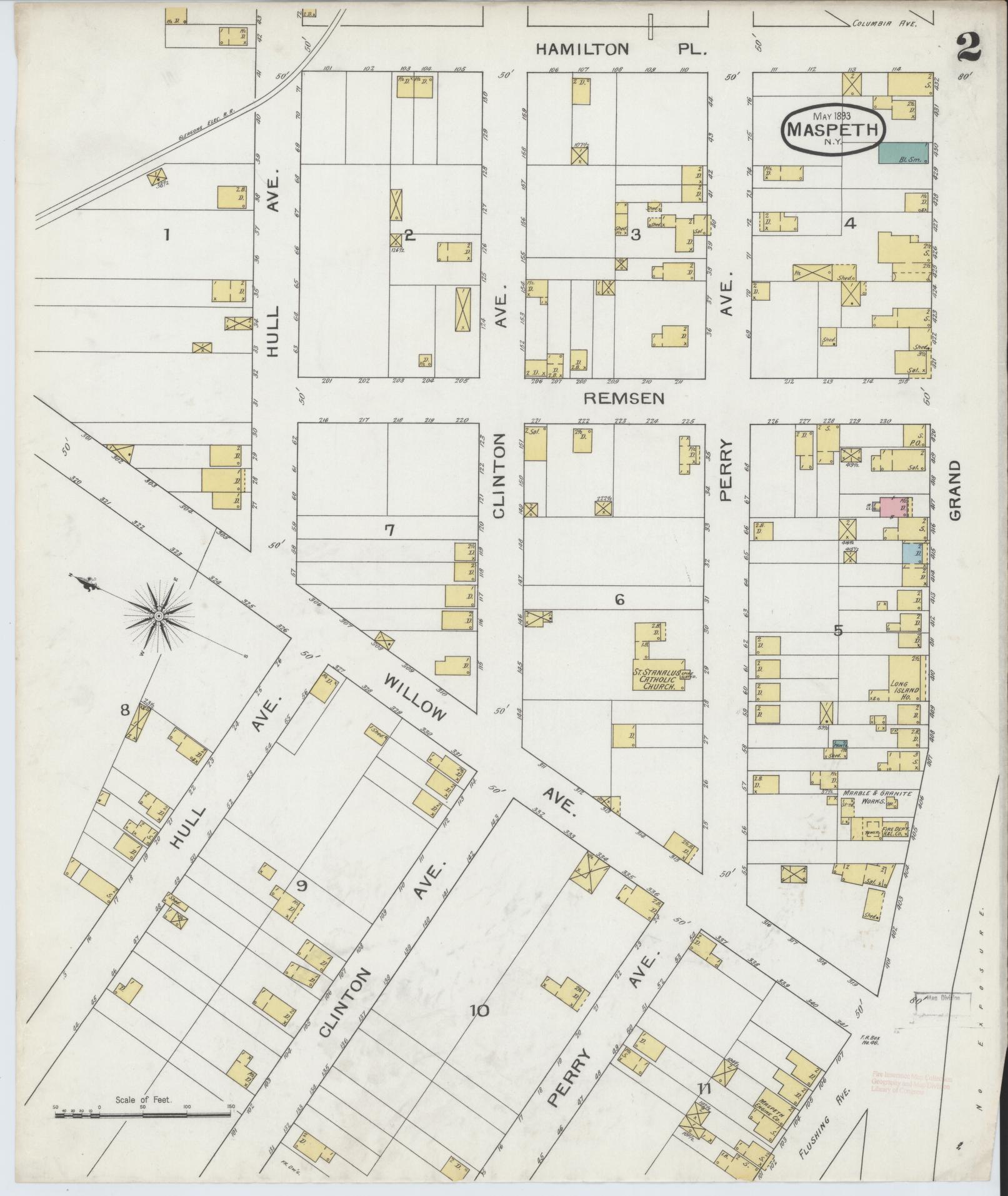 Sanborn Fire Insurance Map from Maspeth, Queens County, New York (1893), Sheet #0002 - Complete Map Set gallery image, historic Sanborn map, vintage wall art, New York New York
