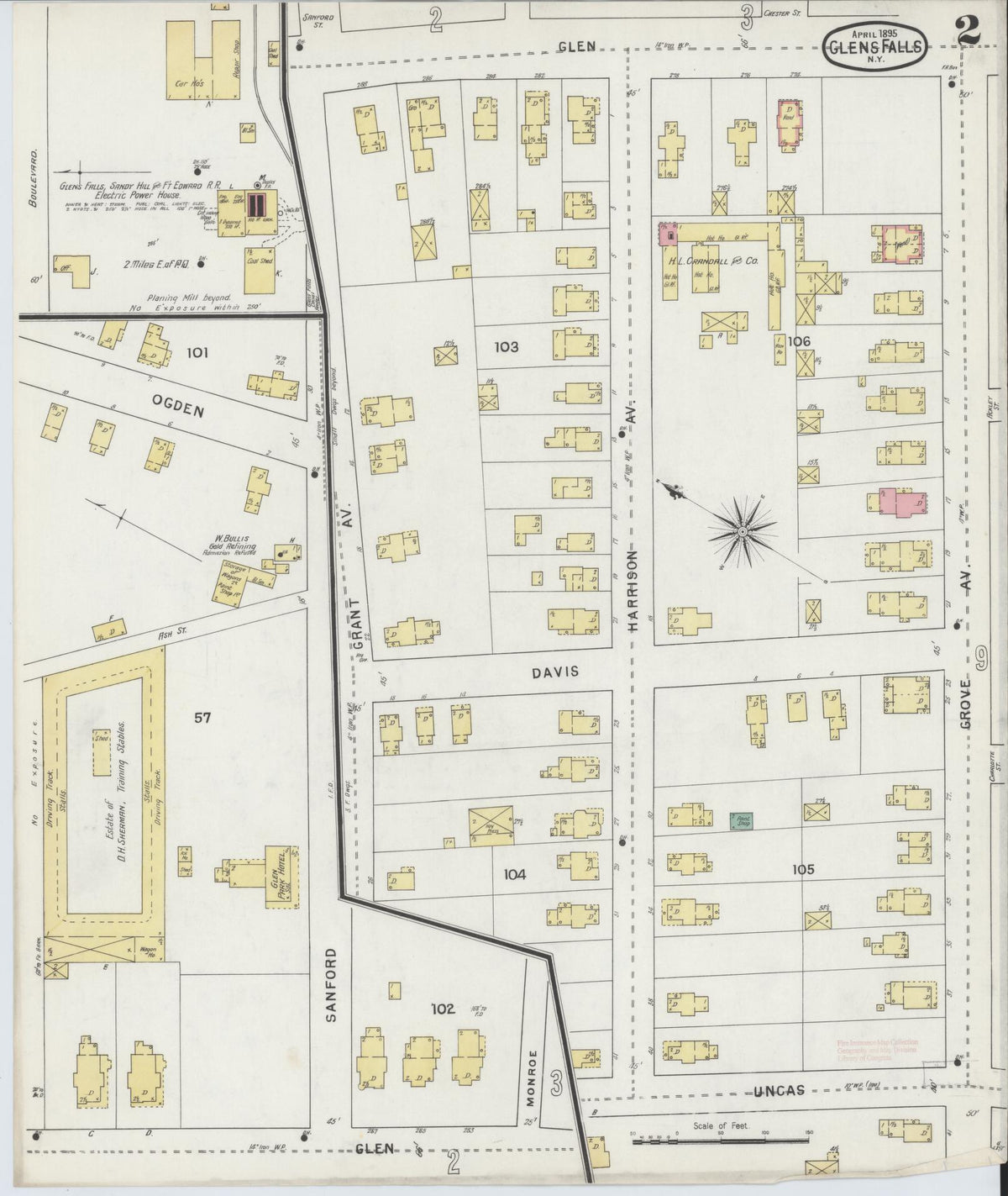 Sanborn Fire Insurance Map from Glens Falls, Warren County, New York (1895), Sheet #0002 - Complete Map Set gallery image, historic Sanborn map, vintage wall art, New York New York