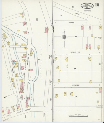 Sanborn Fire Insurance Map from Lambertville, Hunterdon County, New Jersey (1912), Sheet #0010 - Complete Map Set gallery image, historic Sanborn map, vintage wall art, New Jersey New Jersey
