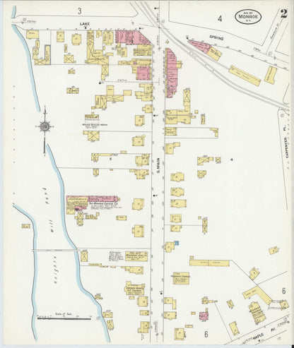 Sanborn Fire Insurance Map from Monroe, Orange County, New York (1911), Sheet #0002 - Historic Sanborn Fire Insurance Map Print, vintage old map wall art, antique decor, genealogy gift, New York New York map