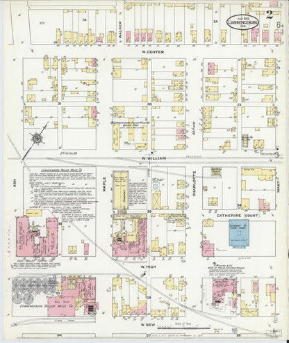 Sanborn Fire Insurance Map from Lawrenceburg, Dearborn County, Indiana (1910), Sheet #0002 - Historic Sanborn Fire Insurance Map Print, vintage old map wall art, antique decor, genealogy gift, Indiana Indiana map